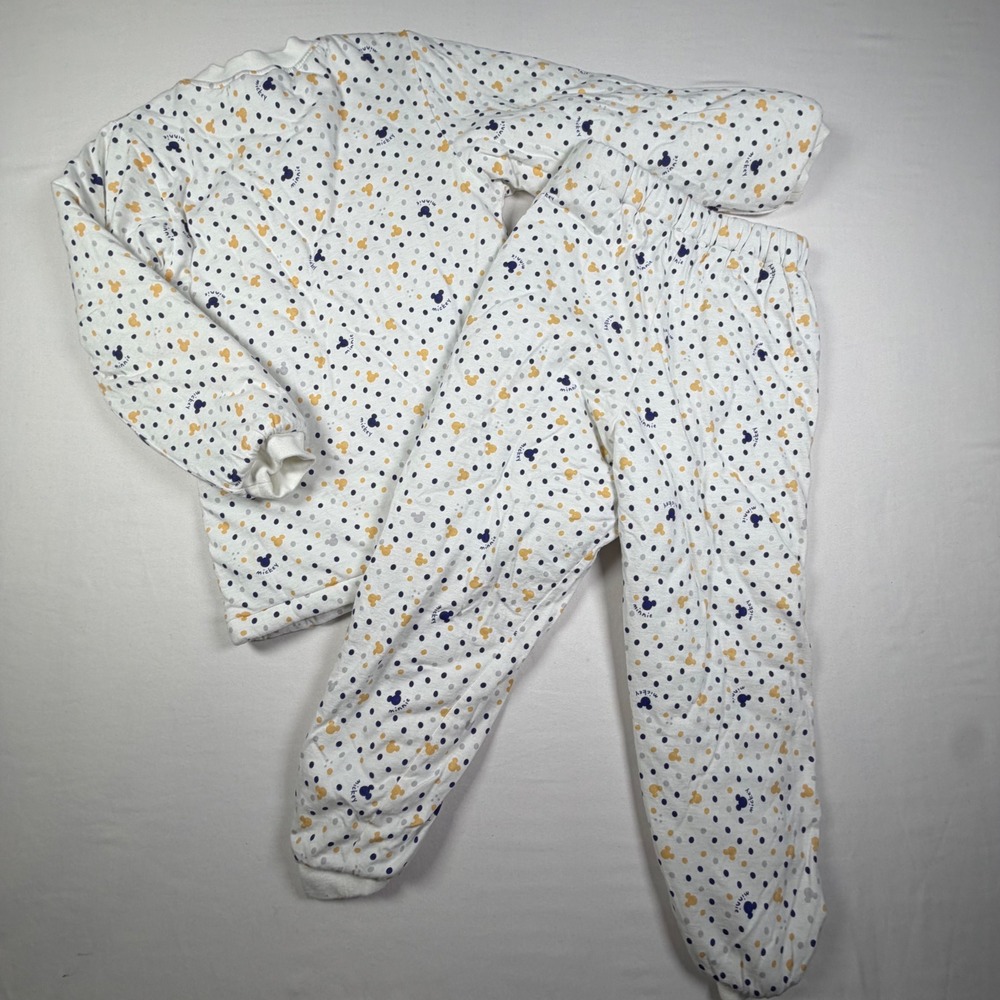 Disney Pajama Set Mickey Minnie Character Cozy Winter Quilted Polka Dot Kids 120